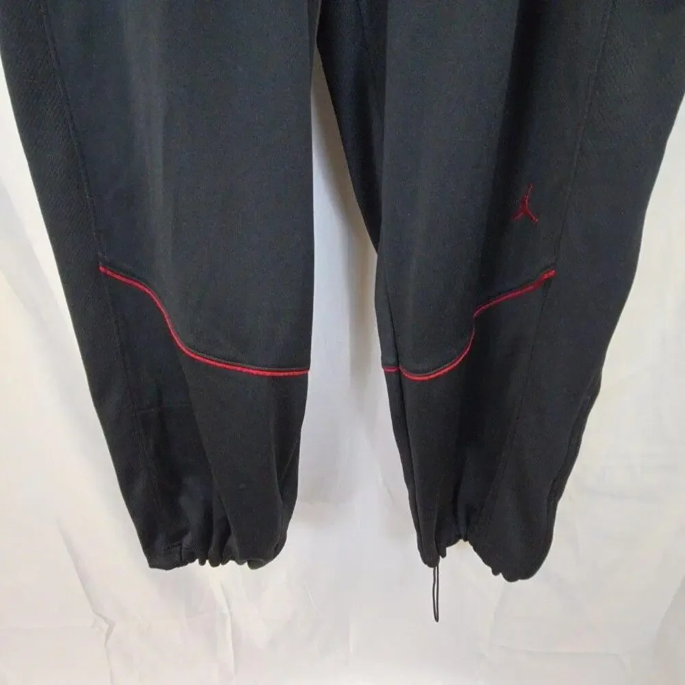 Jordan Track Pants Mens XL Black Red Jogger Drawstring Waist Athletic Cuffed